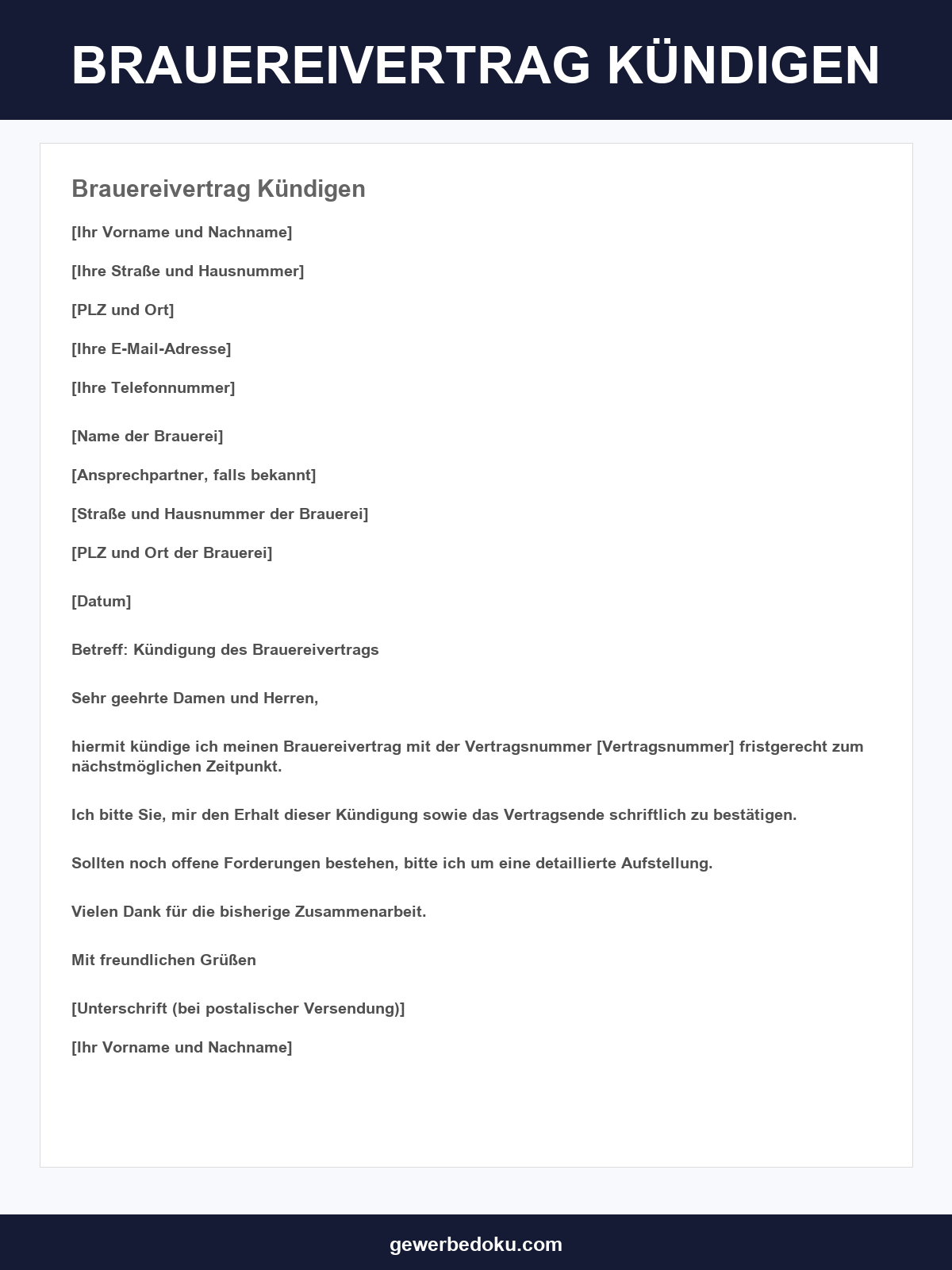 Brauereivertrag Kündigen