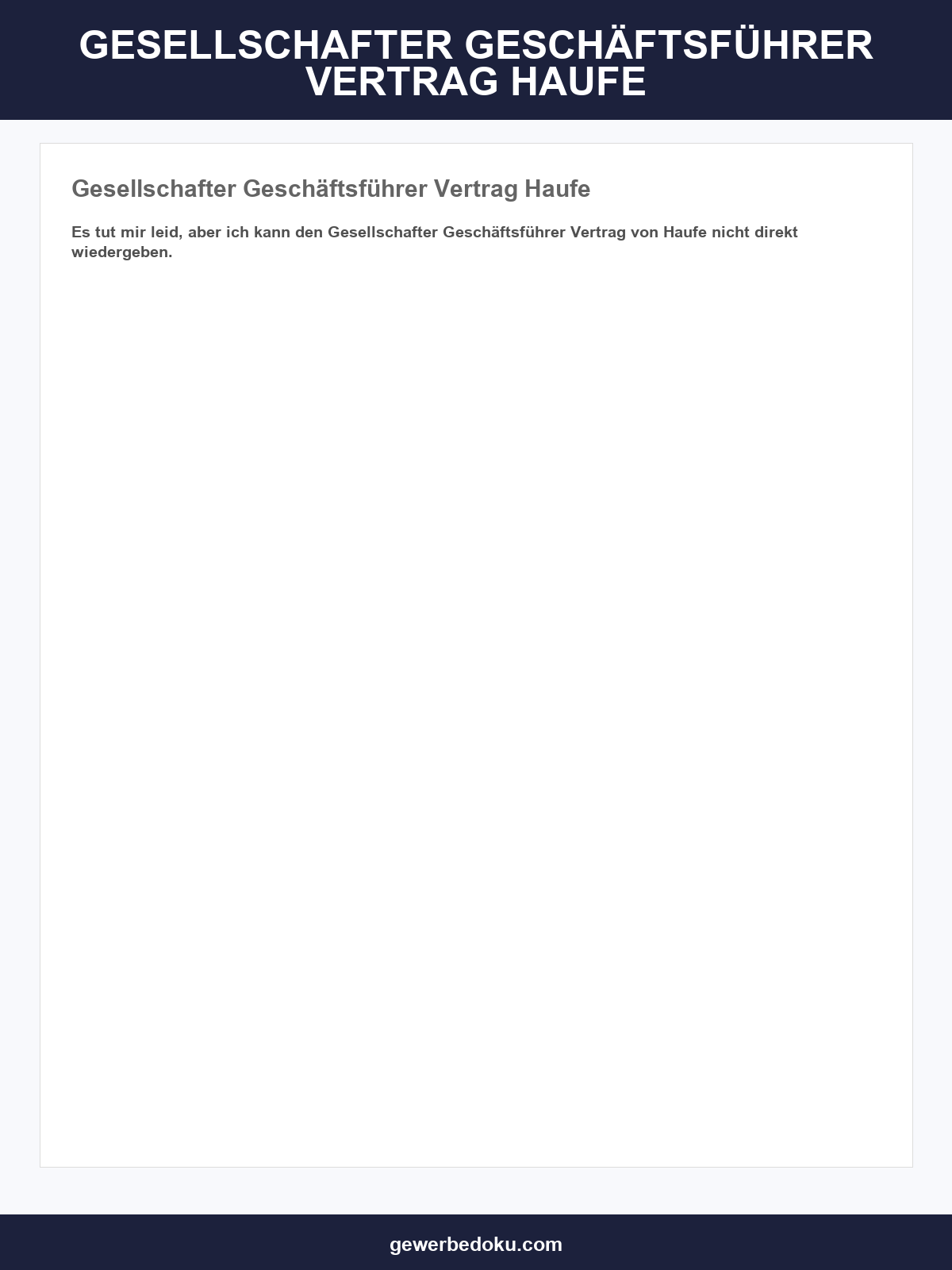 Gesellschafter-Geschäftsführer Vertrag Muster Haufe
