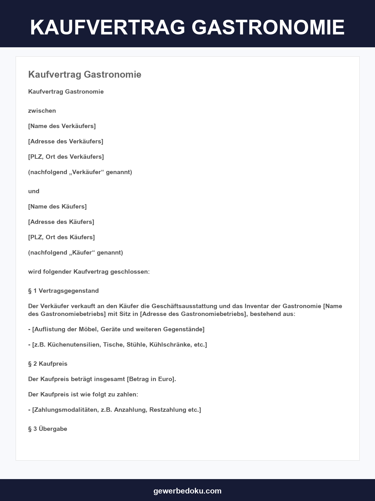 Kaufvertrag Gastronomie