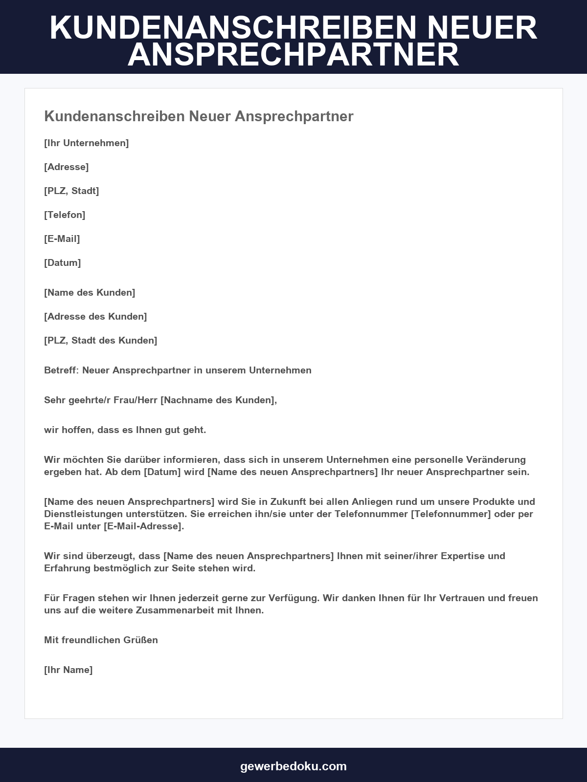 Kundenanschreiben Neuer Ansprechpartner Vorlage