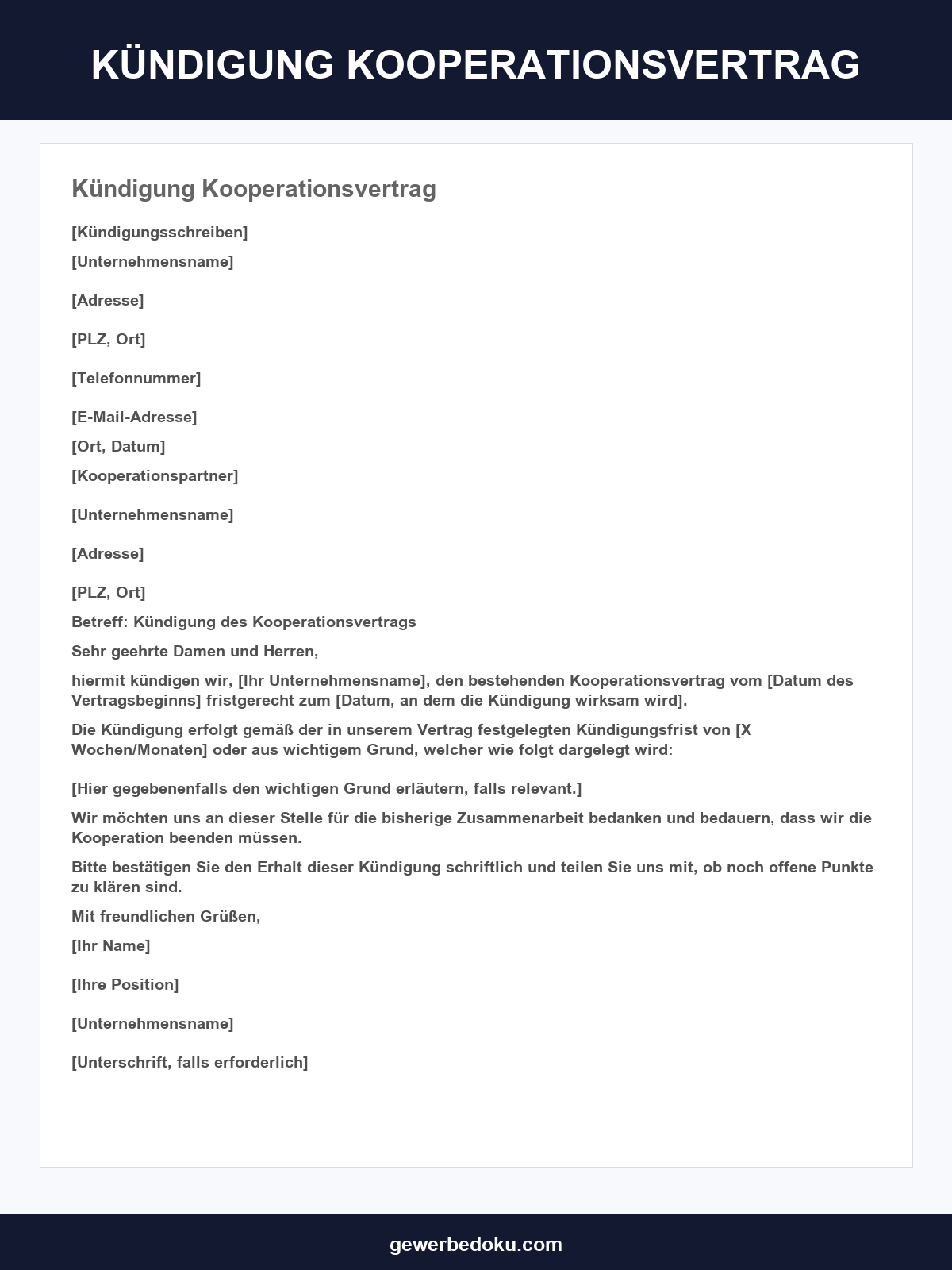 Kündigung Kooperationsvertrag