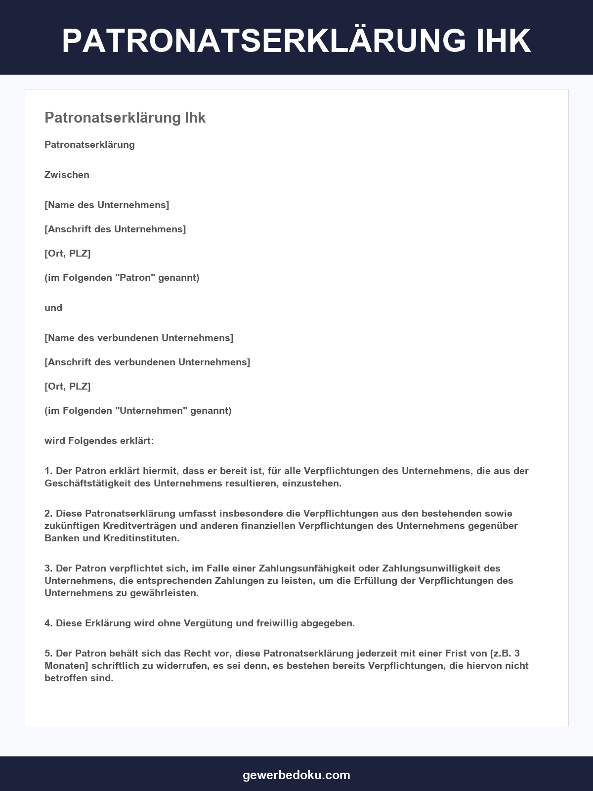 Patronatserklärung Muster Ihk